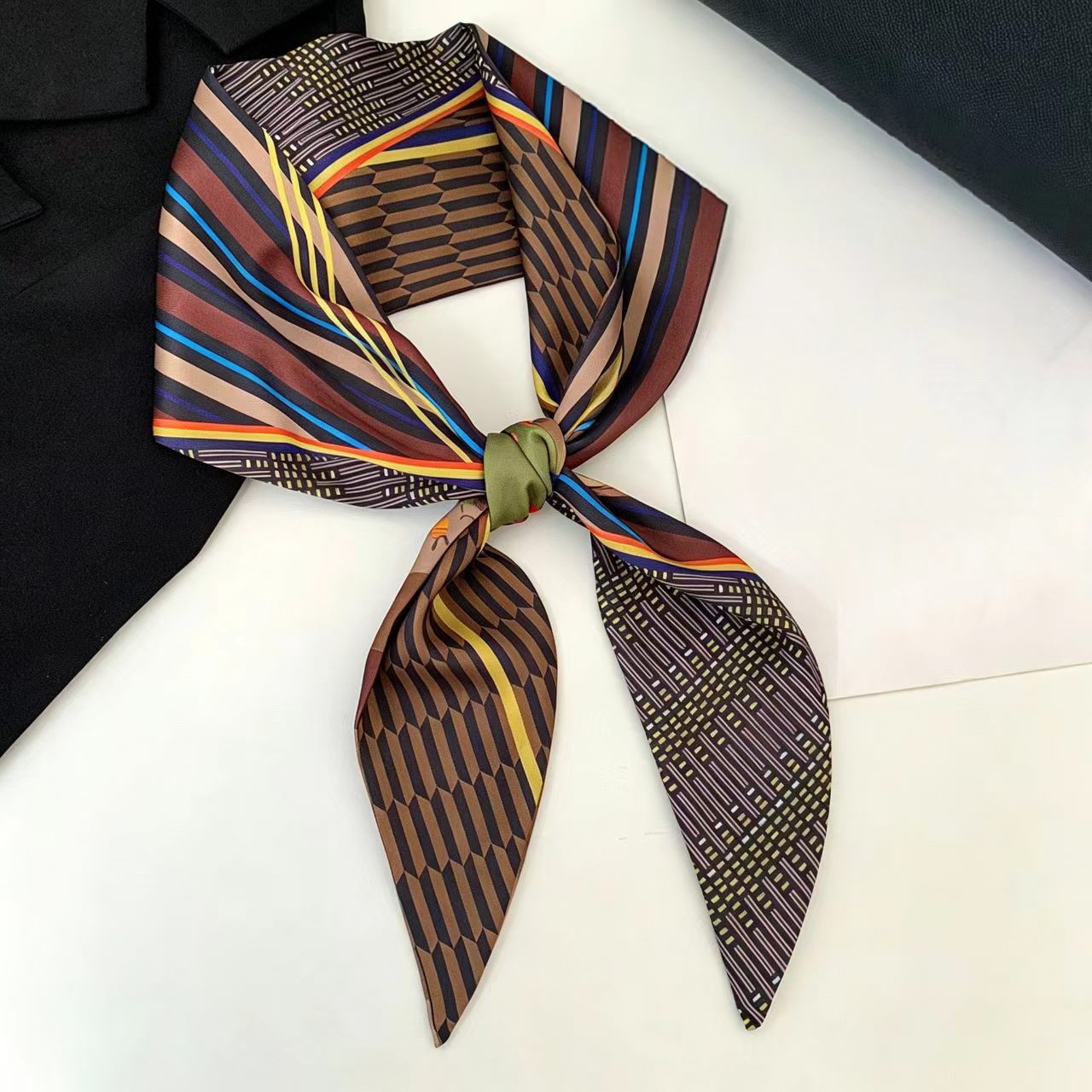 Syal Sutra Mewah Motif Cetak,  - Ascot Neck Scarf ulasan dan harga