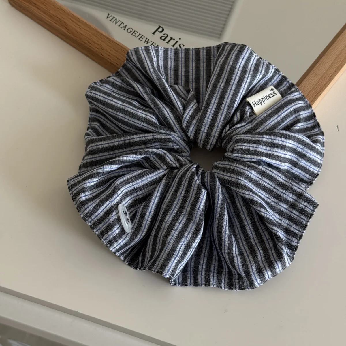 Ikat Rambut Sutra Warna Biru S - Silk Tie Striped ulasan dan harga