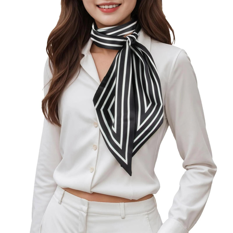 Syal Pita Rambut Bergaris Mode - Silk Tie Striped ulasan dan harga