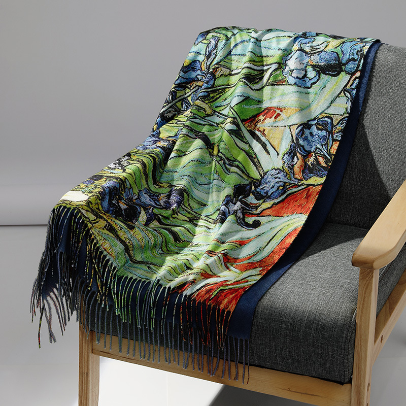 Syal kasmir lukisan minyak mer - Woven Scarf Blanket ulasan dan harga