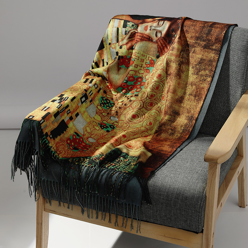 Syal kasmir lukisan minyak mer - Woven Scarf Blanket ulasan dan harga
