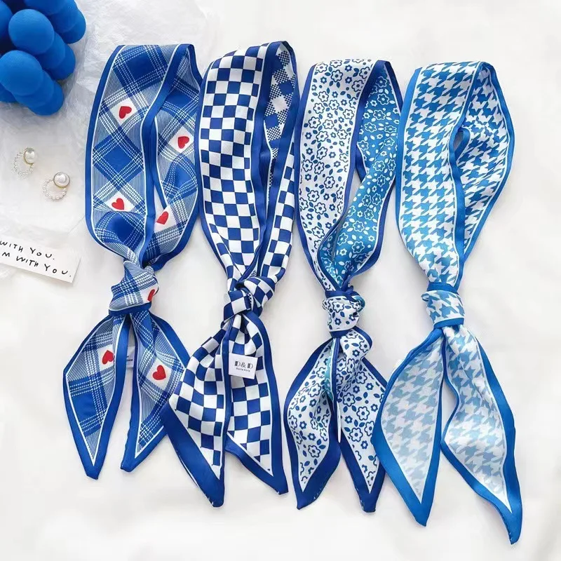 Syal sutra biru Klein, ikat ke - Ascot Neck Scarf ulasan dan harga